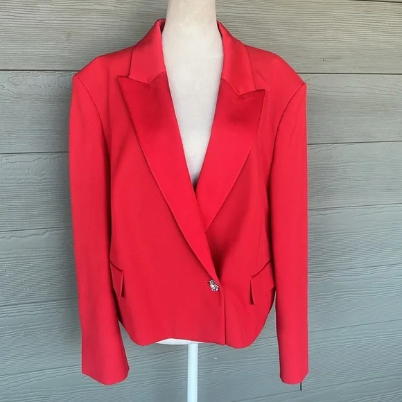 BOSS Hugo Boss “Joleara” Virgin Wool Blend Cropped Tuxedo Jacket - Picture 2 of 16